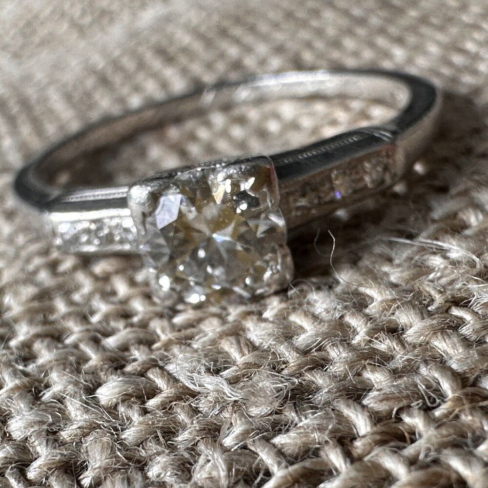 Antique RARE Platinum Traub Diamond Engagement Ring Orange Blossom Vintage S 7.5 - Picture 11 of 13